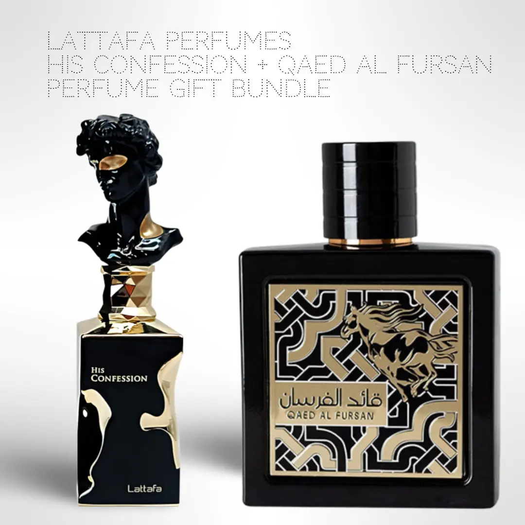 Lattafa His Confession + Qaed Al Fursan EDP Unisex Fragrance Duo, 100ml (3.4 fl oz) Long-Lasting Day Night Wear Multi-Pack Value Gift Bundle for Men's Fragrance