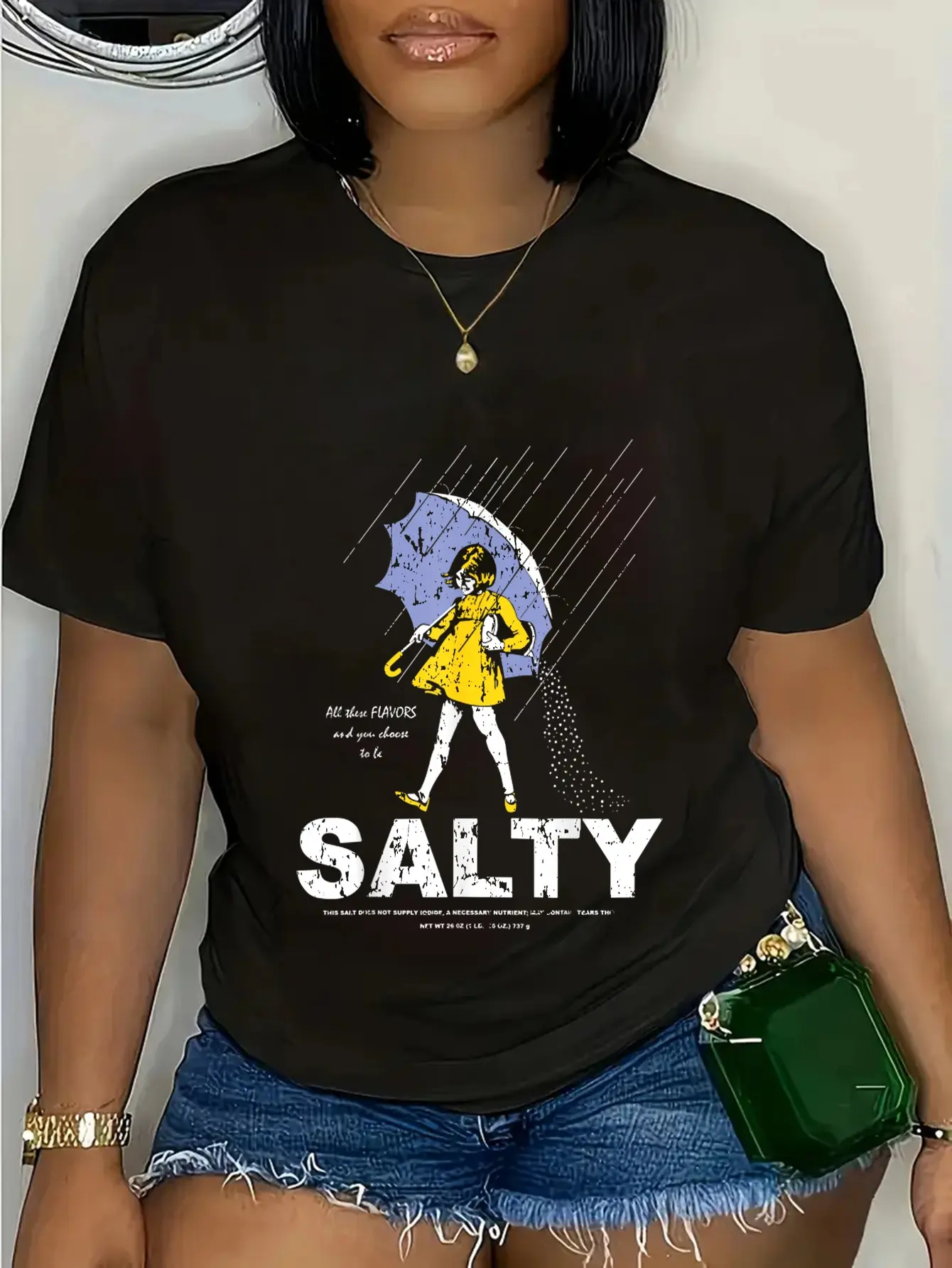 Vintage Salty Meme Graphic T-Shirt for Women, 100% Cotton Short Sleeve Round Neck Top for Everyday Casual Streetwear, Shortsleeve, Tshirt, Vintage T Shirts, Lady, Salty Meme Humor Vibe, Holiday-Ready Meme Tee