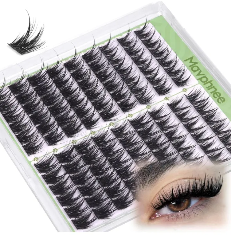 Cat Eye Lash Clusters Fairy Eyelash Clusters Wispy Wet Cluster Lashes Extensions Spiky Individual Lashes Left & Right Lashes Clusters 108Pcs 12-16MM DIY Lash Pack by Mavphnee