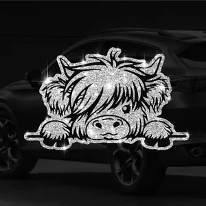 Shiny Cow Car Sticker, Cute Diamond Material Self-Adhesive Decal, car decorative sticker, Car Vehicle Decoration, Car Decals, Car Window Decal, Truck Car Decal, Easy Installation for Cars Motorcycles Glass Laptops, Best Gift, Multipurpose Car Decal