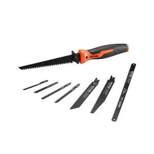 VEVOR Jab Saw, 6 in Keyhole Saw with Soft Grip Handle, 8-In-1 Multi-Blades Drywall Jab Saw, Sharp Jab Saw with Triple Ground Teeth, for Cutting Drywall Wood Metel Plastic Plywood Wallboard Thin Sheet