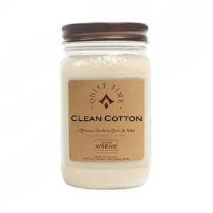 Quiet Time Clean Cotton Soy Wax Candle | Scented Organic Vegan Candle | Fresh Clean Aroma | Lead-free Wick | | Made in USA