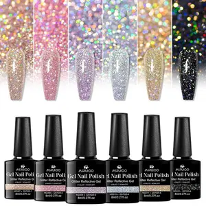 MSRUIOO 6pcs Glitter Nail Gel Polish Set, Soak Off Gel, Sparkling Colors, UV LED Compatible, 8ML Each Bottle, Long-lasting, Durable, Rich Color, Salon and DIY Nail Art Use, Women's Gift