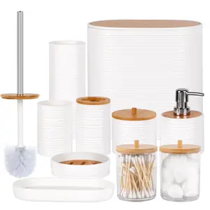 Bathroom Accessories Set, 10PCS Bathroom Accessory Set, Toilet Brush, Trash Can, Qtip Holder Dispenser & Soap Dispenser, For Bathroom
