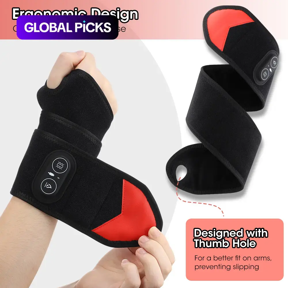 Heated Vibrating Hand Wrap, Wireless Controller, Hand Heating Pad, Cordless Heating Pad, 3 Levels of Vibration & Heat Therapy, Temperature 45-55-65°C, Ideal Holiday Gift #GLOBAL PICKS