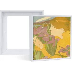 2 Pack Square Canvas Floater Frame for 10x10 Prints, Canvas Floating Frame for 0.6"-0.9" Deep Painting, Painting Frames Kit(10"x10", White)