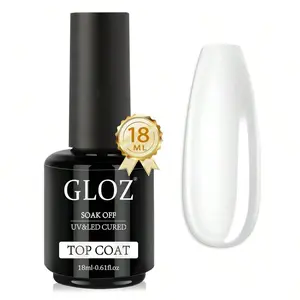 GLOZ No Wipe High Gloss Top Coat 18ML - Soak Off UV LED Gel Nail Polish, Long Lasting Durable Shiny Glossy Finish for Manicure Starter, Nail Art Salon & Home DIY