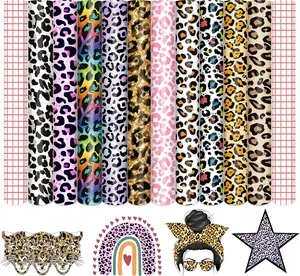 Permanent Vinyl - 10 Sheets 12"x10", Rainbow Leopard Permanent Adhesive Vinyl Sheets,  Patterned Permanent Adhesive Vinyl for  Machine,Home Decor Self Sticker