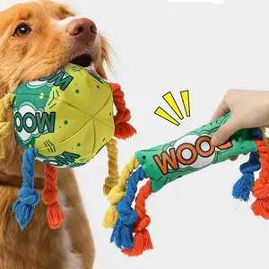 Pet Dog Toy Rainbow Rope Knot Cotton Rope Chew Resistant Sound Emitting Pet Supplies, Durable Squeaky Toys for Dogs, Fun Play Accessories