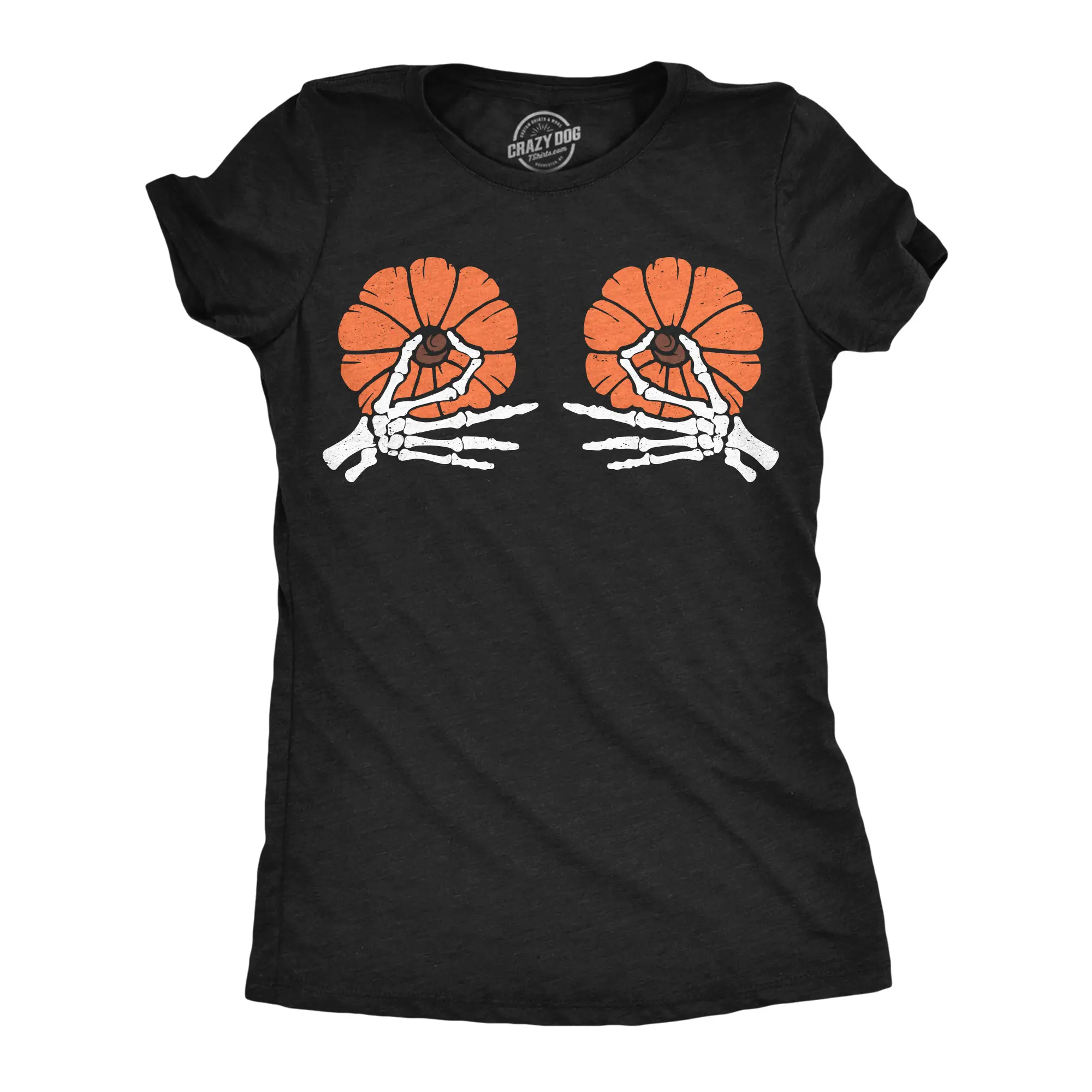 Womens Funny T Shirts Skeleton Pinch Pumpkin Tits Sarcastic Halloween Graphic Novelty Tee For Ladies Funny Womens T Shirts Cute Vintage Fashion Casual Ladies T-Shirt Gift Halloween Tops for Women Women's Black -