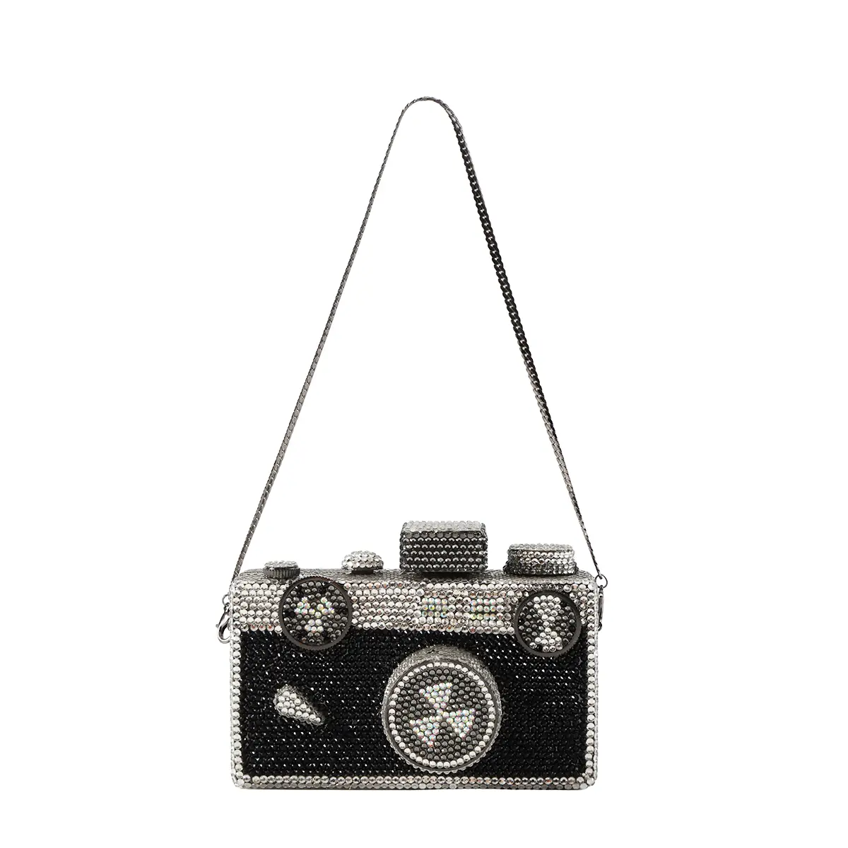 PSBIY Novelty Crystal Camera Shaped Clutch Purse for Women Sparkly Rhinestones Evening Clutch Bag Glitter Bridal Prom Handbag
