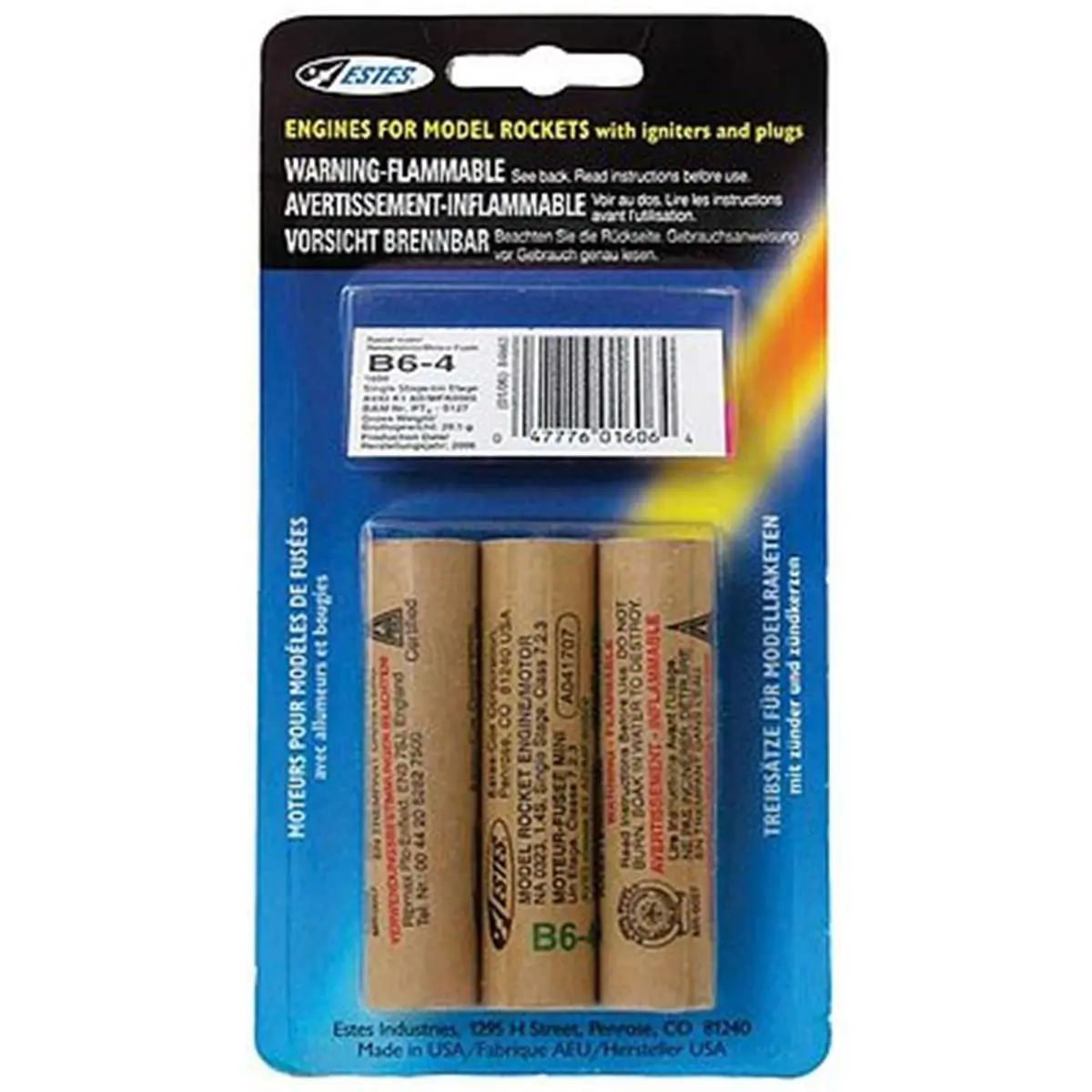 212 MAIN Estes 18 mm B6-4 Standard Model Rocket Engine, Includes Igniters for Small Animal Toy Rocket Play, Model Rockets