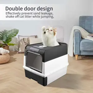 Cube Automatic Self-Cleaning Cat Litter Box,Low Entry Suitable for Kittens & Big Cats, Silent Operation, Detachable Waste Bin, Easy to Clean Large Litter Tray for Multi-Cat Household Indoor Pet Accessories
