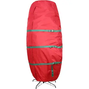 Upright Christmas Tree Storage Bag,Fits Up to 7.5 ft Tall Artificial Tree,Heavy Duty 600D Canvas Red Christmas Tree Storage Container with Sleek Zipper and Durable Handles (7.5 FT)