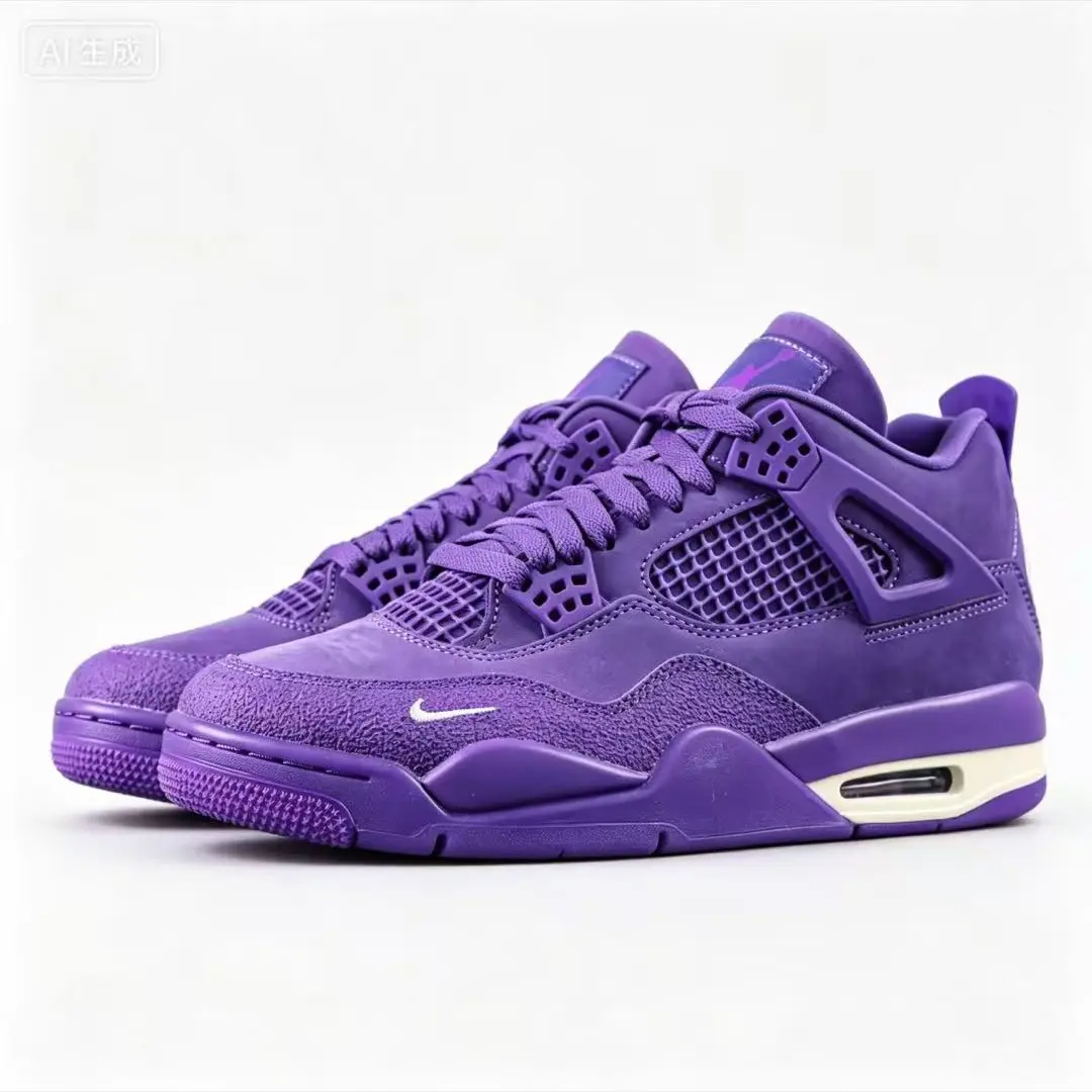 Grape Purple Patchwork Retro Mid-Top Sneakers Breathable Suede Cushioned Casual Shoes Autumn Winter Versatile Trendy Footwear