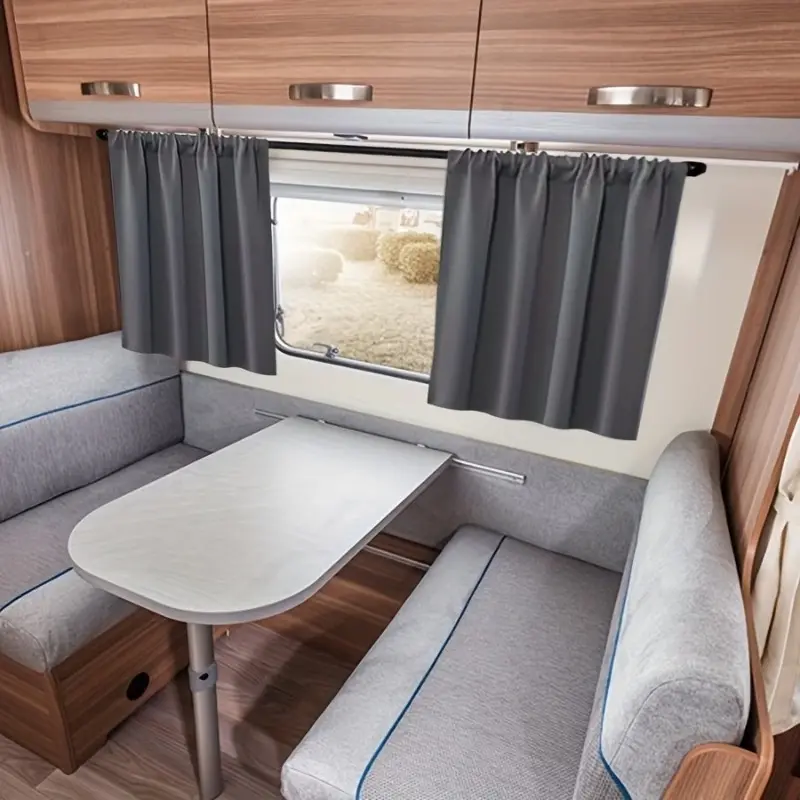 2pc Camping Window RV Curtains, Window Drapes, Polyester Privacy Curtain, Deep 100% Light Blocking Short Curtains, Insulated Winter Privacy Double Layer Bed Bottom Curtains, Thermal Insulated Curtain