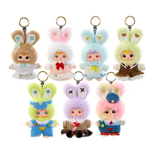 Samuel Fashion Daily Series Plush Blind Box, Cute Bunny Doll Keychain, 6 Regular + 1 Hidden Style, Removable Outfit, Adjustable Ears, Collectible Toy Gift (1 Random Box)