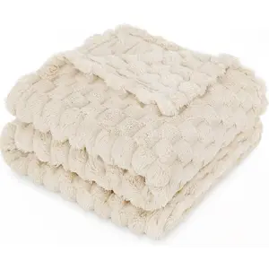 Baby Blanket for Boys Girls 3D Flannel Fleece for Baby Soft Plush Breathable Bed Blanket for All Season Toddler Infant or (30 x 40 Inch, Beige)