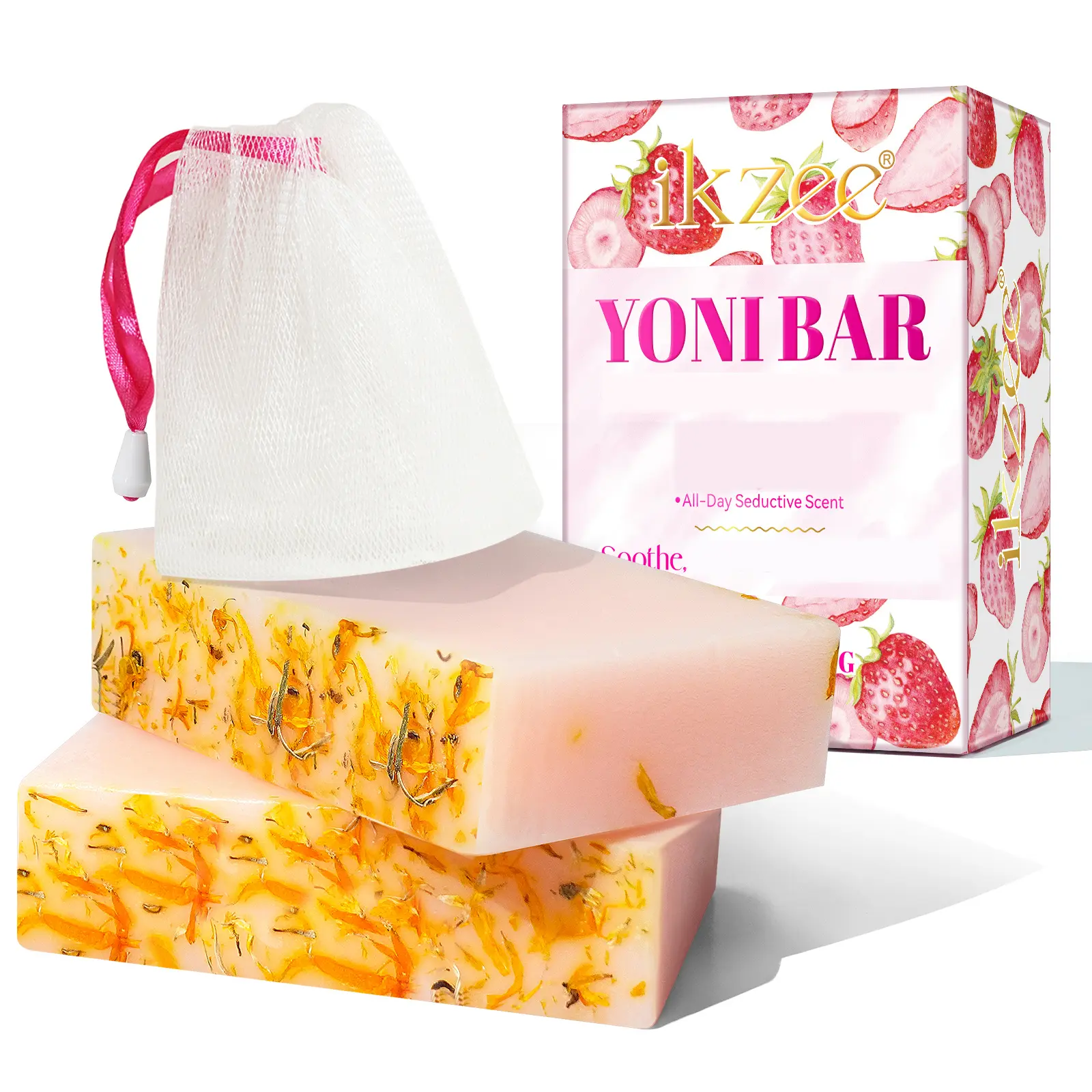 ikzee Yoni Soap Bar, pH-Balanced Moisturizer with Pineapple & Coconut Oil for Sudsy Cleaning & Women's Selfcare, Handmade Solid Cleanser for Sensitive Skin, 100g, Bathing, Single Item, Artisanal Soaps campingessentials