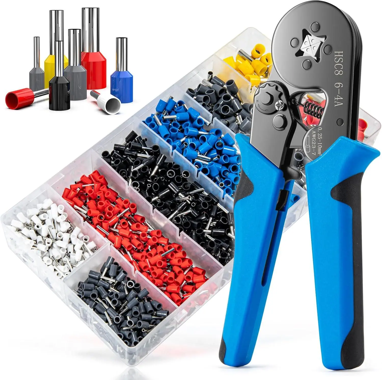 Ferrule Crimping Tool Kit with 1,250 Wire Ferrules – Self-Adjusting Ratchet Crimper Lun