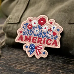 Floral USA 250th Anniversary Embroidered Patch, 1776–2026 Floral USA Flag Patch, Iron On or Sew On, America 250 Years Patch,Veteran Gift USA