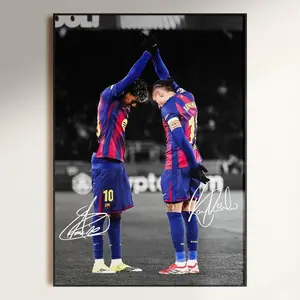 Lamine Yamal & Raphinha Poster, Signed Football Poster (Frame Not Included) (No Frame)