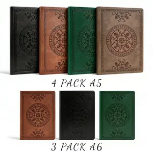CAGIE Leather Vintage Journal Notebook A5 & A6 Mini Pocket Journals Set 3 Pack Soft Cover Lined Diary For Writing Travel Planner Bible Study Prayer Journal Grimoire Shadow Work Ritual Notes Daily Reflection Notebook Gift Set