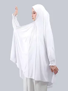 New Fashion Large Size Plain Abaya, Elastic Stretch Cuffs, Soft Comfortable Breathable Khimar, Suitable for Muslim Daily Prayers, Ramadan Prayer