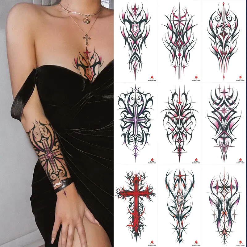 Rechal 9 Sheets Large Temporary Tattoos for Women Realistic Fake Tattoos for Men Teens Arm Body Chest Traditional