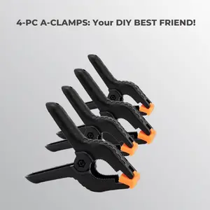 4-Pack 4" Heavy Duty Spring Clamps - Strong Grip Plastic A-Clamps for Photography Backdrops, Woodworking & DIY Crafts Handle