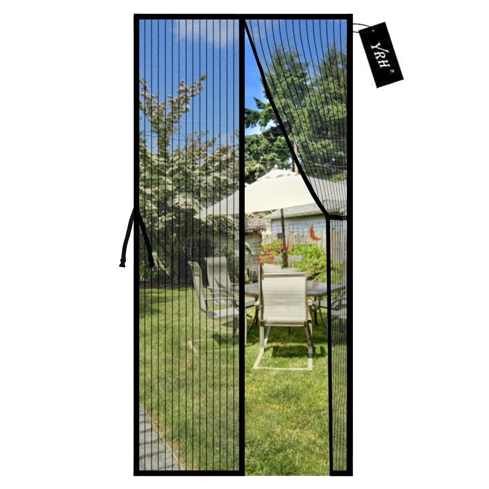 Magnetic Closure Screen Door - Heavy Duty Self-Sealing Mesh, Powerful Magnets, Full Frame Magic Tape, Stay Open Buckles, Easy Install, Pest Proof, Durable Long-Lasting Home Improvement Solution