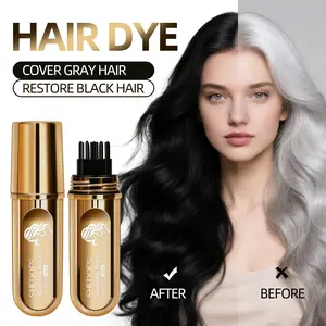 Waterproof Quick-Dry Hair Dye Pen, Natural Fast Easy Carry, Three-Color Hair Coloring Brush, Covers Hair, Cover Gray Hair, Grey Hair Coverage, No Fading