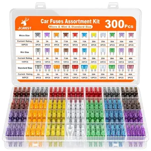 300-piece Automotive Fuse Mix Kit, Including 160 Miniature Blade Fuses + 90 Standard Automotive Fuses + 50 Miniature Fuses + Fuse Puller – Suitable for RVs, Campervans, Boats, and Trucks.