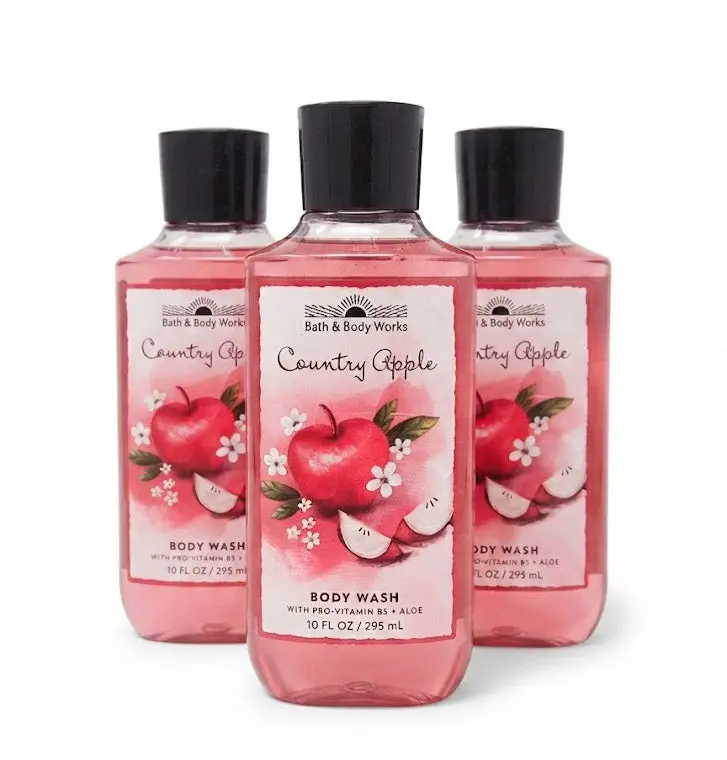 COUNTRY APPLE Body Wash 3-Pack – Bath & Body Works 10 oz Each