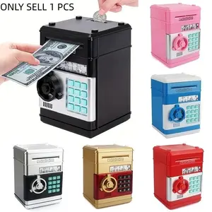 Interactive Atm Coin Deposit Box with Password, Electronic Savings Bank, Digital Piggy Bank, Safe Money Piggy Bank for Kids, Christmas Gift for Boys & Girls（Not included 3AA Batteries）