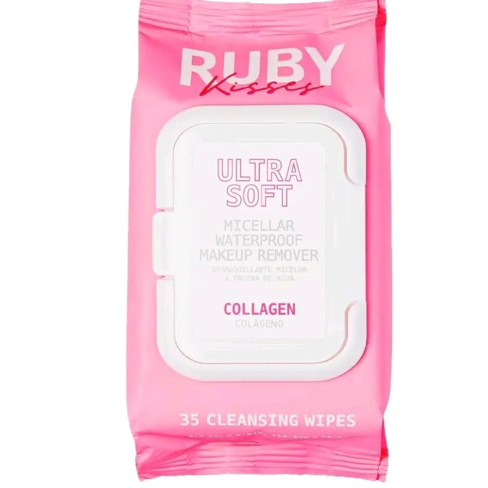 Ruby Kisses Ultra Soft Micellar Waterproof Makeup Remover Wipes with Collagen 35 Cleansing Wipes for Gentle Cleansing