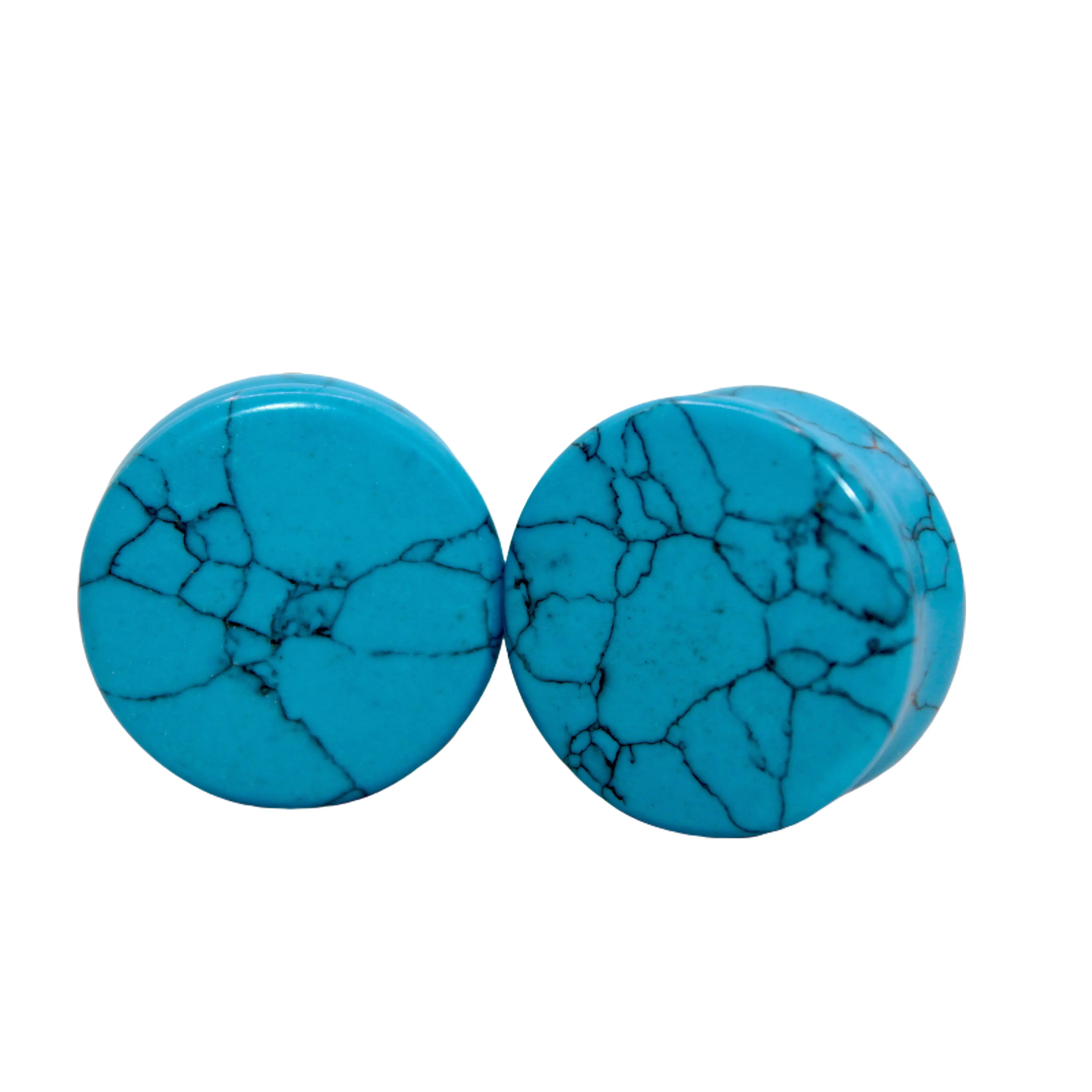 Howlite Blue Stone Double Flare for Gauged Ears