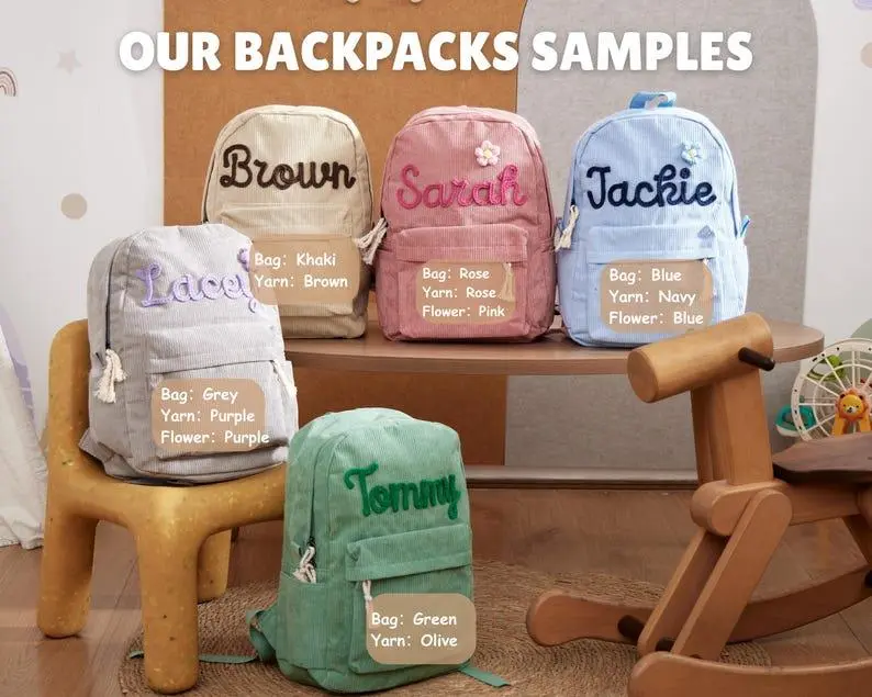 Custom Embroidered Personalized Name Child Sized Backpack - Preschool School Bag, Kids' Back to School Gift, Functional Luggage Bag, Child Sized Backpacks