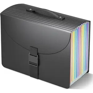 Expanding File Folders,Accordion File Organizer with Handle,13 Pockets Expandable Filing Folders,Tabs Included in Filing Box,Adjustable Strap,Bill Documents Organizer,A4/Letter Size