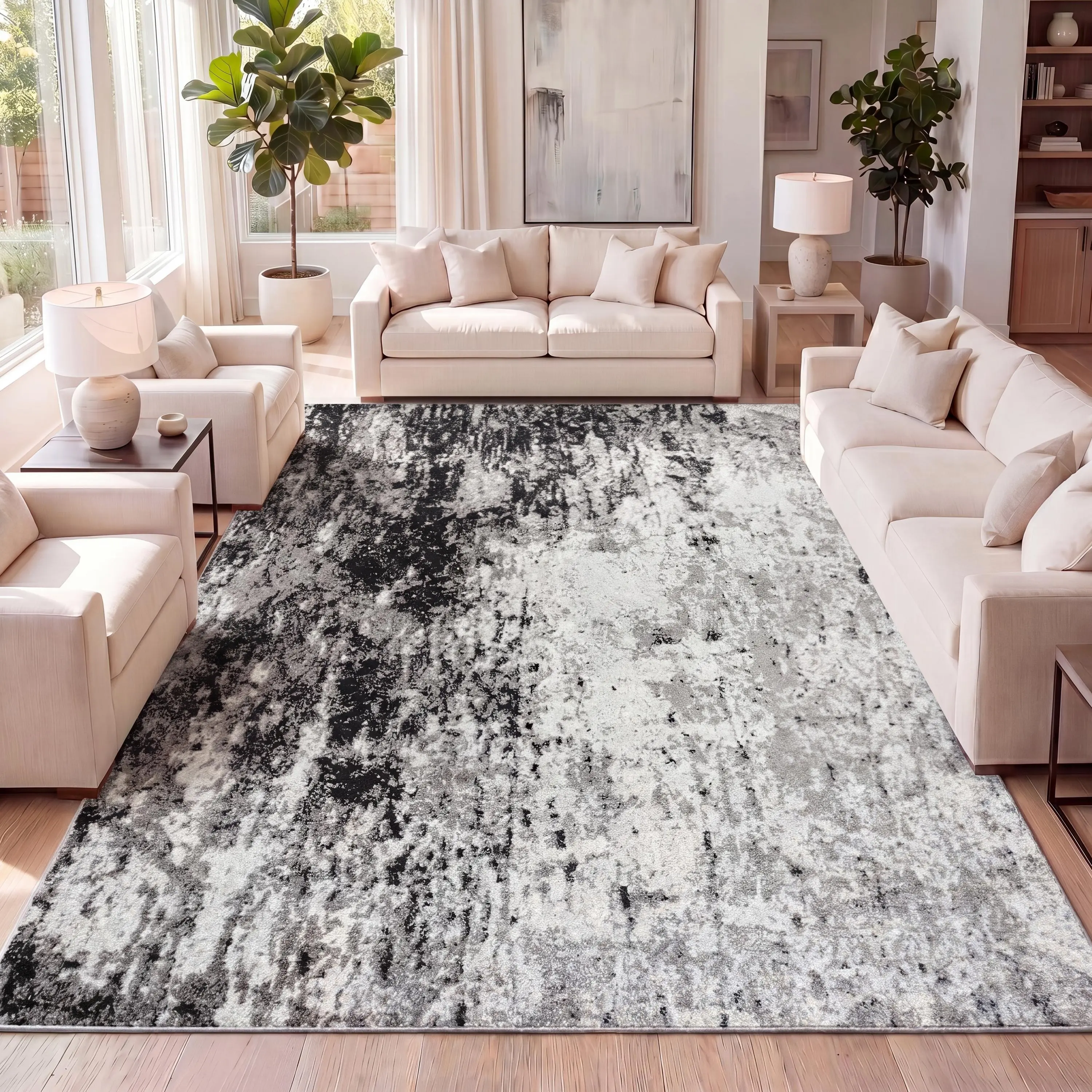 JONATHAN Y Storm Modern Abstract Indoor Area Rug - Rugs for Living Room, Bedroom, Office, Living Room Rugs
