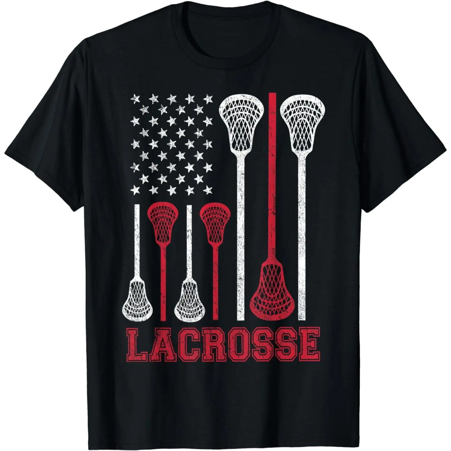 Women's Lacrosse Casual T-Shirt - American Flag Print Lax Top, Ideal Gift for Men, Boys