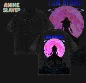 "I AM ATOMIC" Cid Kagenou - The Eminence in Shadow Anime Double Printed Vintage Washed Unisex Oversize Heavyweight Cotton T-shirt, Gift For Anime Fan, Anime Lover
