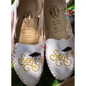 Senior 2026 - Gold and Black Leather Flats Footwear Walking Shoes