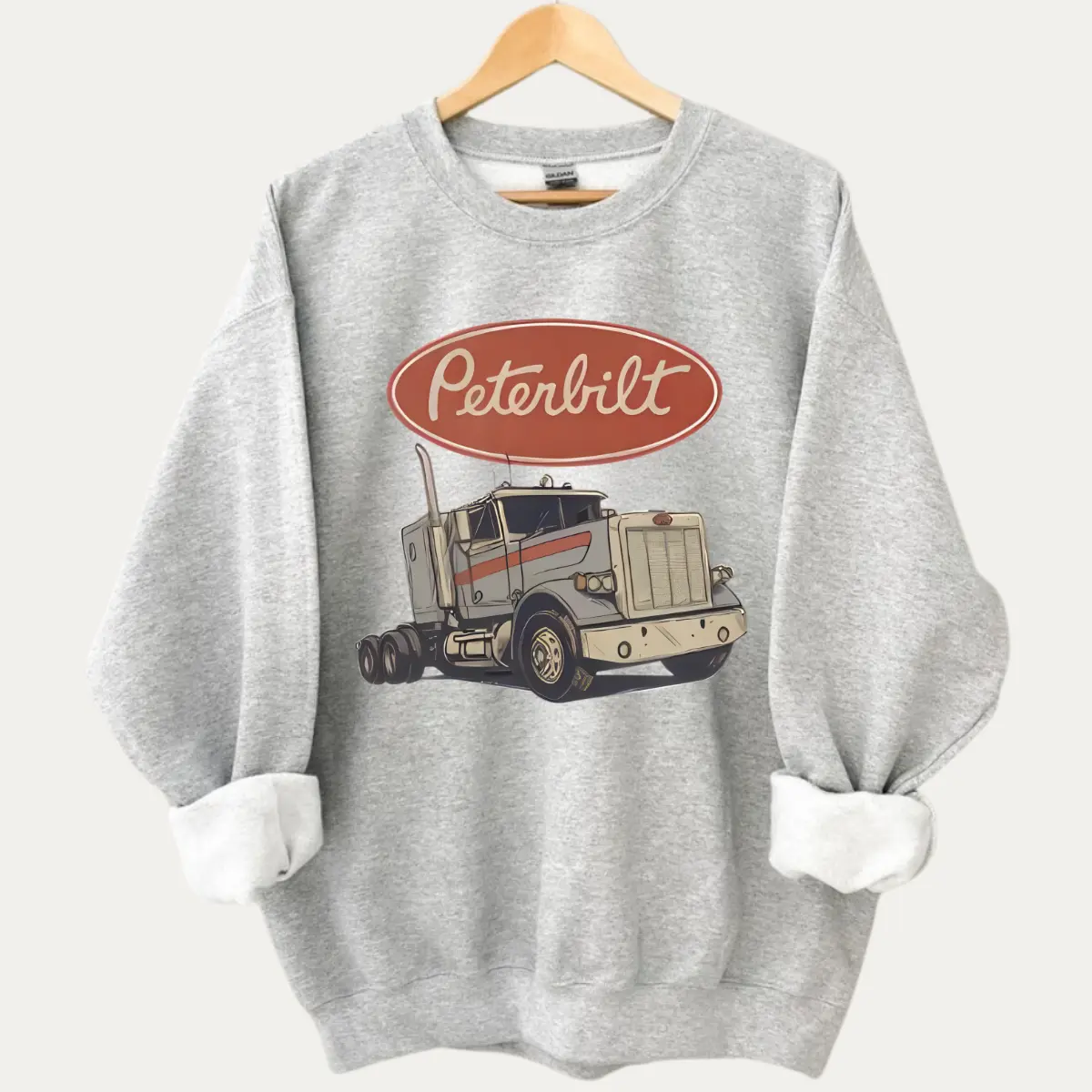 Vintage Peterbilt Style Semi Truck Sweatshirt, Diesel Driver Unisex Crewneck, Trucker Gift, Long Haul Highway Outfit