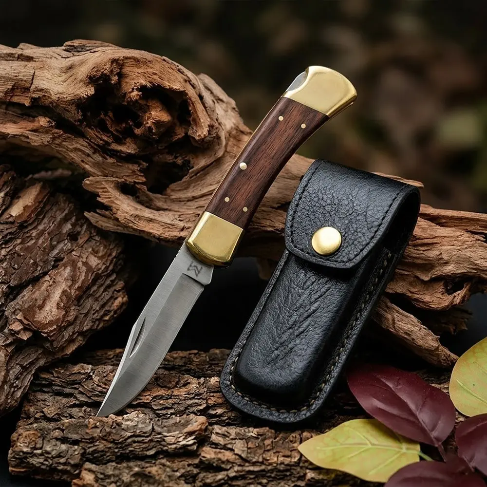 MazeDaze Foldable Multi-Purpose Utility Tool – Artisan Wood-Style Handle for Hiking & Camping Outdoor Practical Tool Outdoor Multifunctional Tools