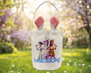 K-Pop Inspired Personalized Easter Basket – Bunny Ear Custom Name Tote (Limited Easter Stock)