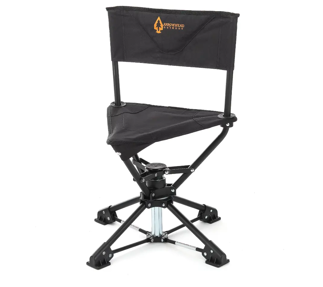 360° Degree Swivel Hunting Chair Stool Seat, Perfect for Blinds, No Sink Feet, Quick Setup & Takedown, Compact & Lightweight, Carrying Case, Fishing, Rugged 600D Canvas
