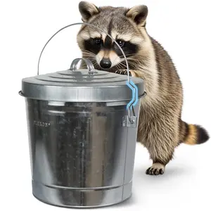 Plexon 6 & 10 Gallon Small Metal Trash Can with Lid Outdoor Locking Galvanized Metal Garbage Can with Lid for Poultry Feed Bird Seed Storage Ash Galvanized Bucket