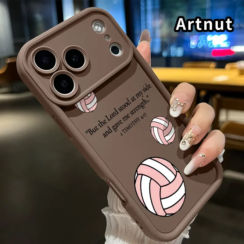 Volleyball & Verse Pattern TPU Protective Cellphone Case for iPhone 17 Pro Max,16,15,14 Plus,13,12 Mini,11,XR,X,XS,Air E - Shockproof, Full Camera Protection, Durable Slim Silicone Cover for Mobile Devices & Accessories, Handheld