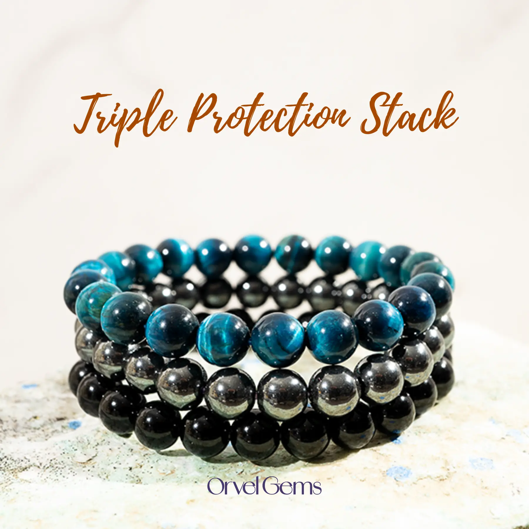 Blue Tiger's Eye, Hematite, Black Obsidian